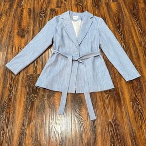Nine West Womens Light Blue Belted Blazer Jacket Size S Light Academia Office